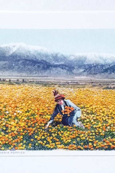 "Picking California poppies" - dual-sided art print, open edition